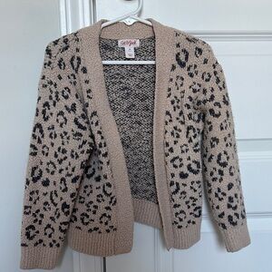 Cat & Jack Girls Animal Print Cardigan - Beige and Black